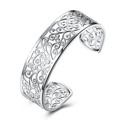 KACON Sterling Silver Bangle Bracelet, Fashion Simple Open Bangles Cuff bracelets for Women - Image 1