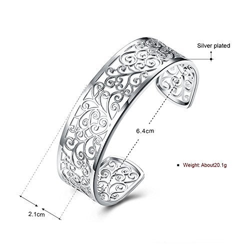KACON Sterling Silver Bangle Bracelet, Fashion Simple Open Bangles Cuff bracelets for Women - Image 2