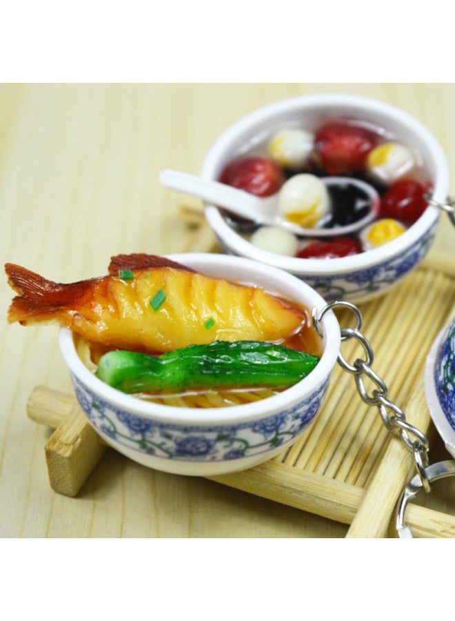 DIY Simulation Food Model Toy Bowl Keychain Role Play Kitchenware For Children Educational Toys Plastic Models Realistic Food-Color:Red Dates And Lotus Seeds  - Image 2