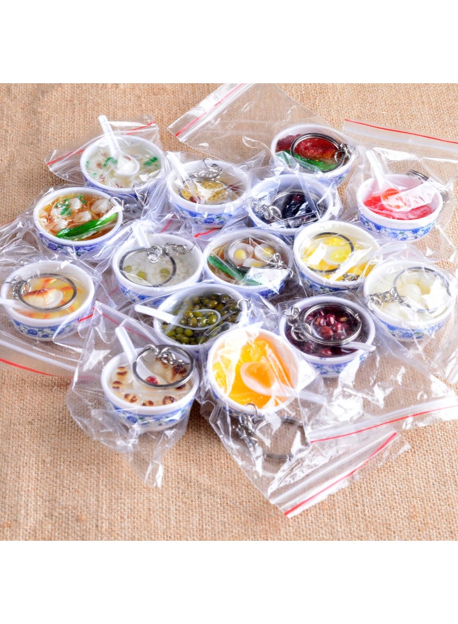 DIY Simulation Food Model Toy Bowl Keychain Role Play Kitchenware For Children Educational Toys Plastic Models Realistic Food-Color:Red Dates And Lotus Seeds  - Image 5