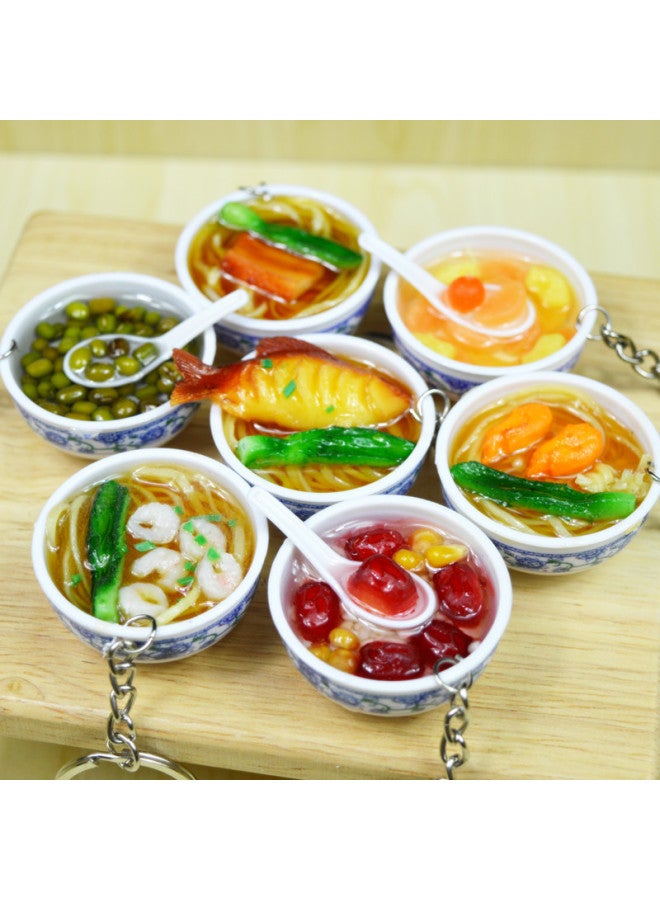 DIY Simulation Food Model Toy Bowl Keychain Role Play Kitchenware For Children Educational Toys Plastic Models Realistic Food-Color:Red Dates And Lotus Seeds  - Image 4