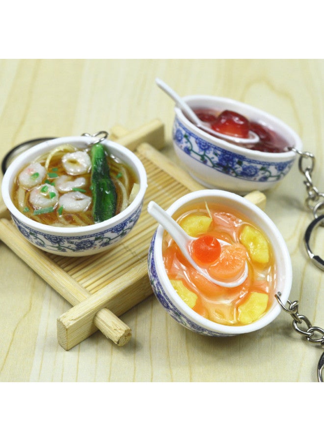 DIY Simulation Food Model Toy Bowl Keychain Role Play Kitchenware For Children Educational Toys Plastic Models Realistic Food-Color:Red Dates And Lotus Seeds  - Image 3