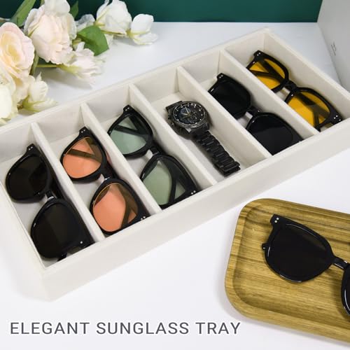 JETEHO 2 Pack Sunglasses Organizer Storage Glasses Holder Velvet Jewelry Tray, Glasses Organizer Eyeglasses Sunglasses Tray for Jewelry Display Watch - Image 5
