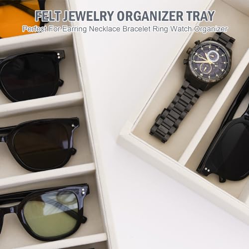 JETEHO 2 Pack Sunglasses Organizer Storage Glasses Holder Velvet Jewelry Tray, Glasses Organizer Eyeglasses Sunglasses Tray for Jewelry Display Watch - Image 3