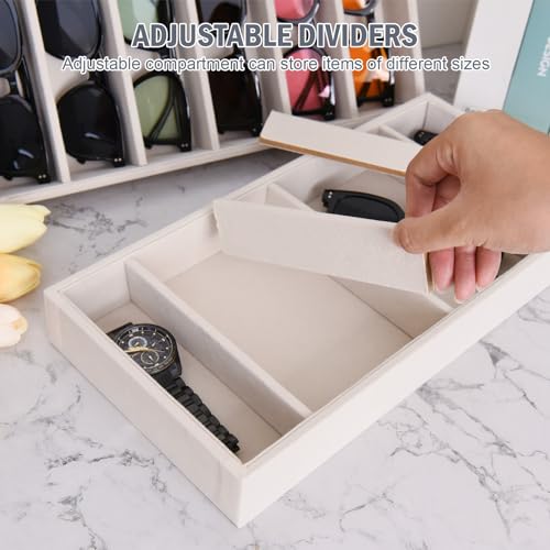JETEHO 2 Pack Sunglasses Organizer Storage Glasses Holder Velvet Jewelry Tray, Glasses Organizer Eyeglasses Sunglasses Tray for Jewelry Display Watch - Image 4