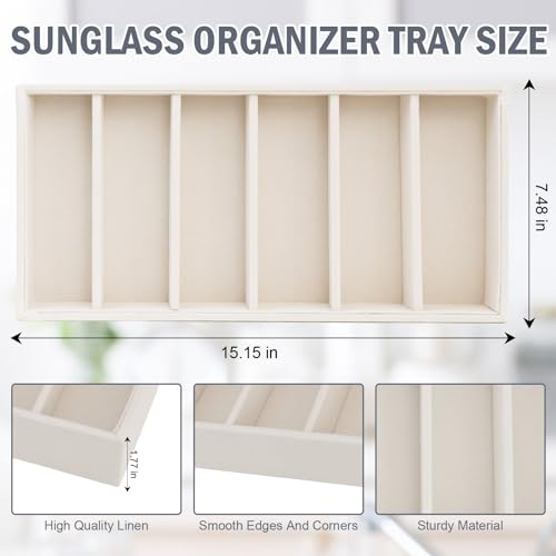 JETEHO 2 Pack Sunglasses Organizer Storage Glasses Holder Velvet Jewelry Tray, Glasses Organizer Eyeglasses Sunglasses Tray for Jewelry Display Watch - Image 2