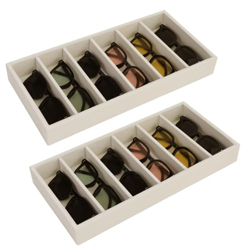 JETEHO 2 Pack Sunglasses Organizer Storage Glasses Holder Velvet Jewelry Tray, Glasses Organizer Eyeglasses Sunglasses Tray for Jewelry Display Watch - Image 1