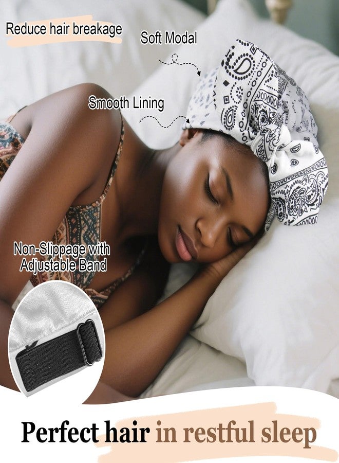 Ababalaya Satin Lined Beanies for Women Chemo Headwear Silky Lined Cotton Sleeping Cap, White, One size - Image 2