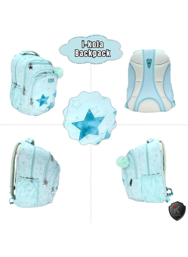 i-kola Light Blue 18" School Bag | School Backpack For Teenagers | 3 Compartments | PVC Material | School Bags | Backpack For School | School Bag For Boys | School Bag For Girls (I-70011 18BP) - Image 4