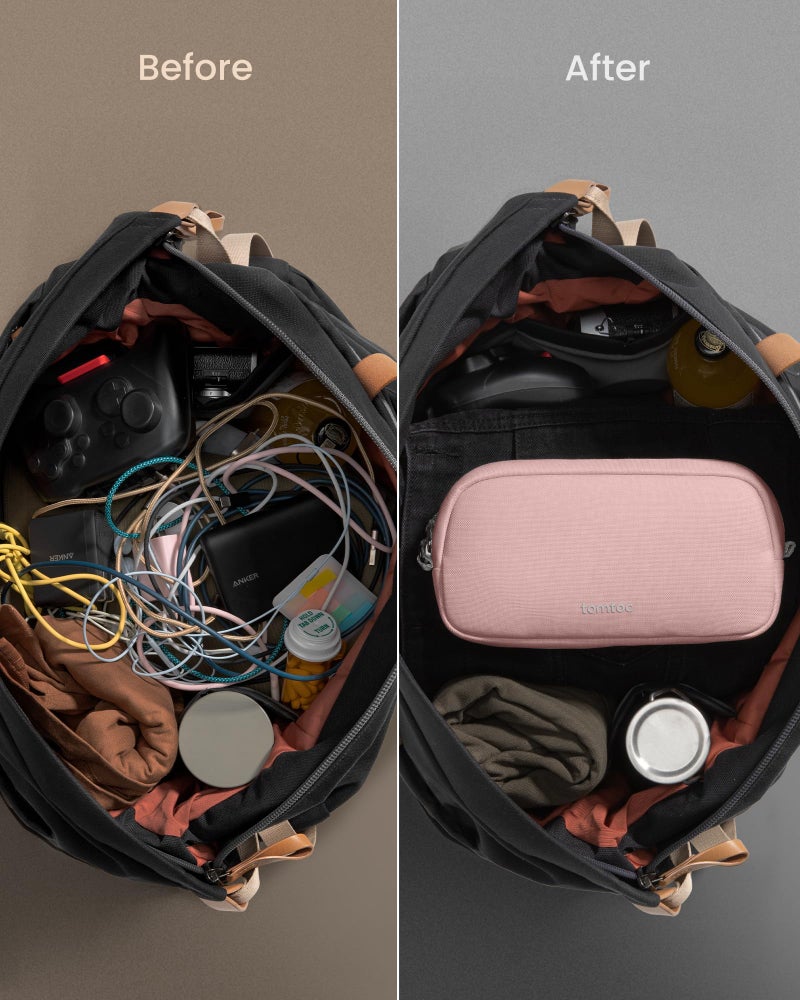 tomtoc Electronics Organizer Travel Case, Water Resistant Travel Bag Cable Organizer for Essentials, Tech Pouch Accessories Carry Storage for Cord, Phone, Cables, Airpods, USB Flash Drive, Daily Items - Image 4