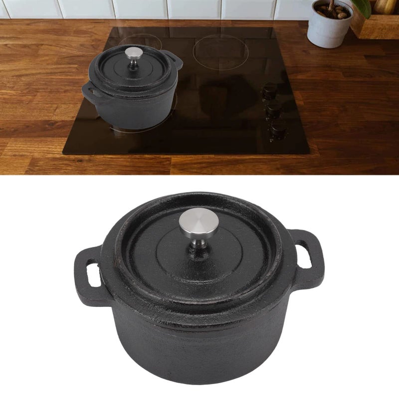 Heavy Duty Cast Iron Dutch Oven With Lid Dual Handle 20CM Diameter - Image 2