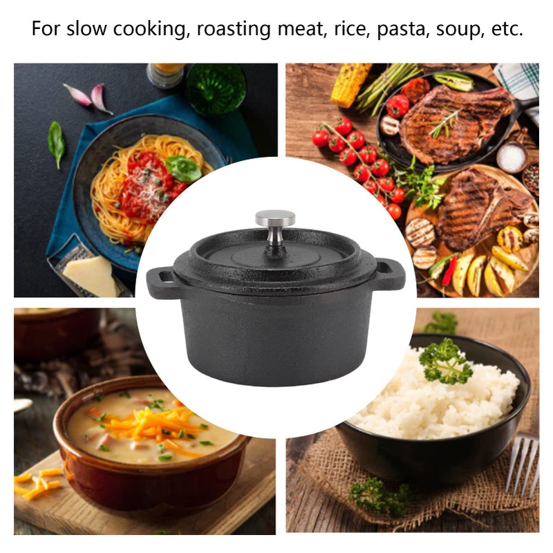 Heavy Duty Cast Iron Dutch Oven With Lid Dual Handle 20CM Diameter - Image 5