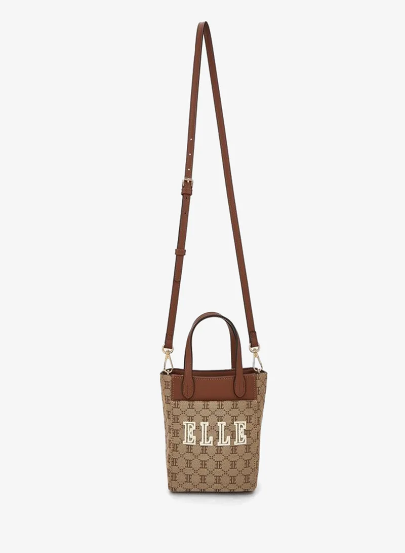 ايل Monogram Textured Crossbody Bag With Detachable Strap