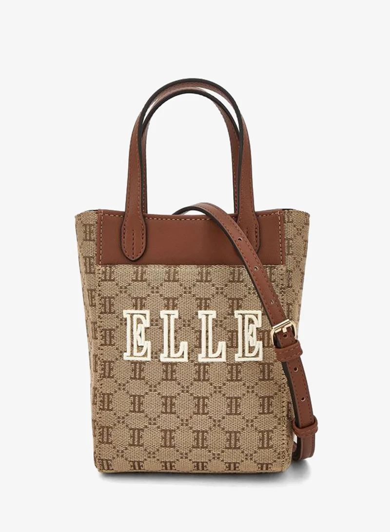 ايل Monogram Textured Crossbody Bag With Detachable Strap