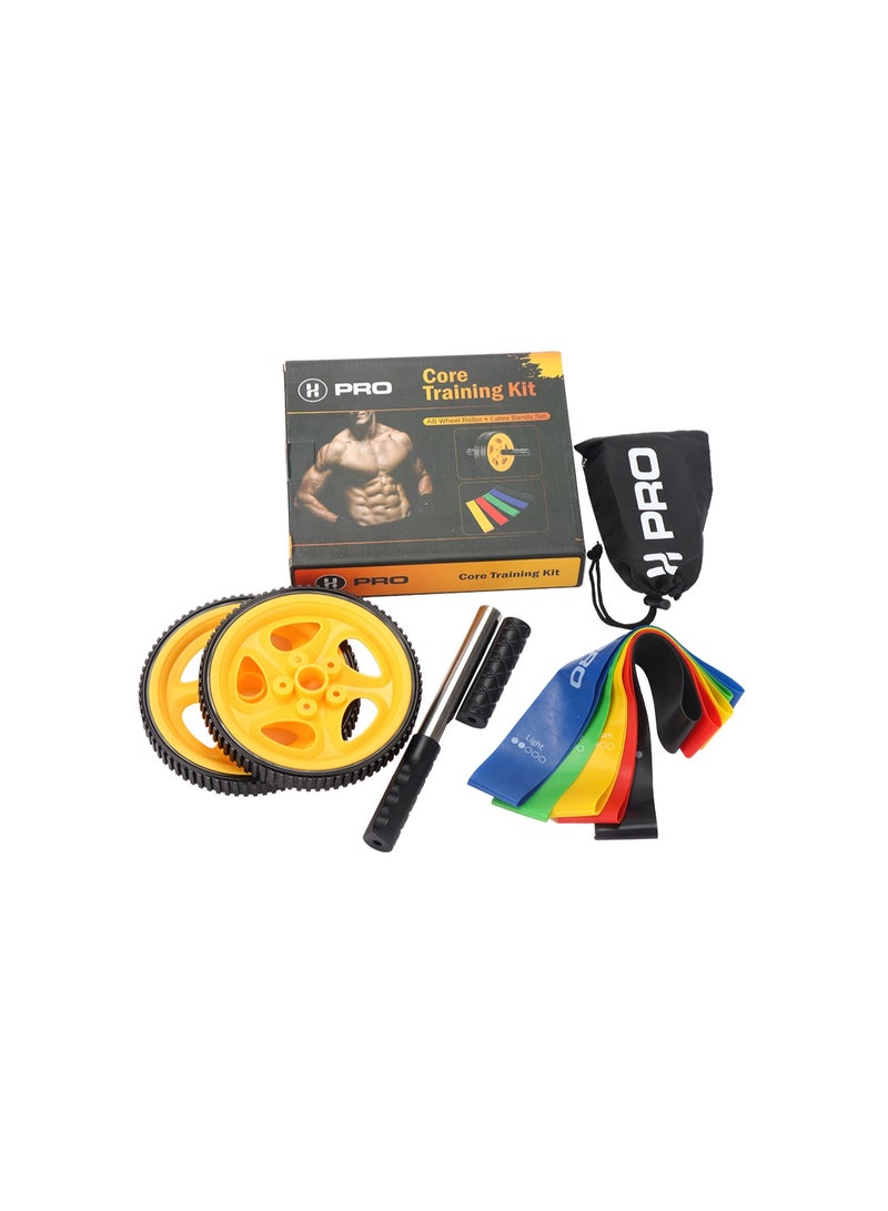H Pro HBR-3 Ab Wheel With Latex Band Set |Core Trainer for Abs, Strength and Home Workout - Image 1