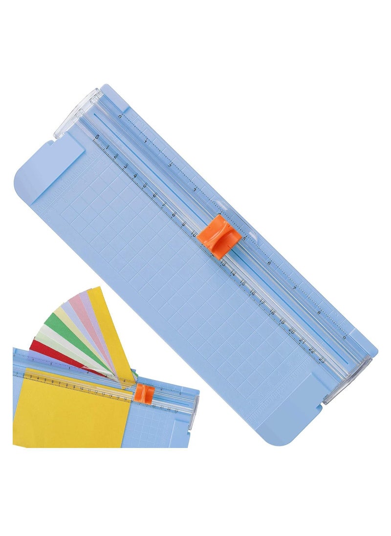Paper Cutter A5 Trimmer Titanium Scrapbooking Tool with Automatic Security Safeguard and Side Ruler for Label Card Standard Cutting Blue