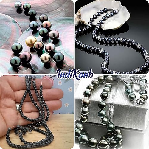 INDIKONB Glass Pearl Combo Set | 6mm & 8mm Round Pearls | Glass Craft Supplies for Jewellery Making | Moti for DIY Crafts & Accessories (Black) - Image 3