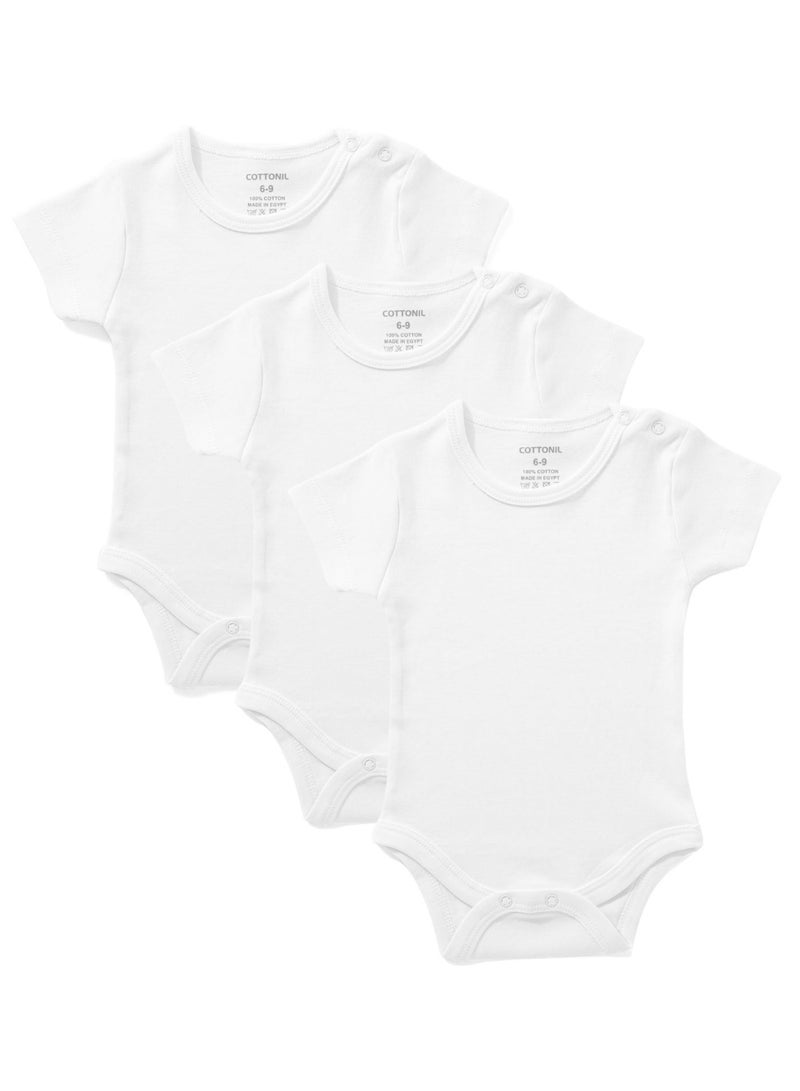 كوتونيل قطونيل باك يحتوي علي 3 قطع سالوبت قطن 100% نصف كم ابيض للبيبي - Image 1