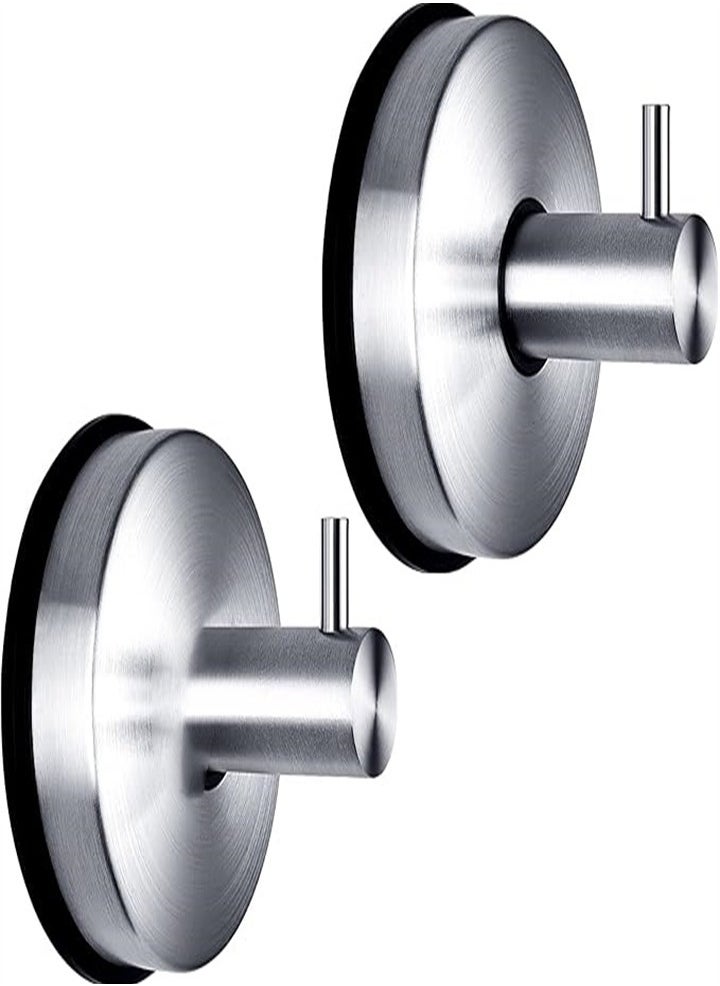 Generic High Quality New Style Suction Cup Hooks, Stainless Steel Suction Cup, Suitable for Kitchen Hanger Towel Wall, No Drilling Required, Brushed Silver 2 Pieces  - Image 2