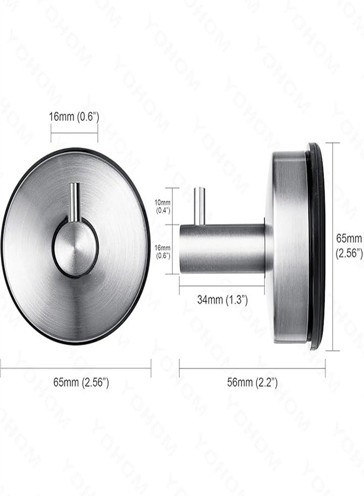High Quality New Style Suction Cup Hooks, Stainless Steel Suction Cup, Suitable for Kitchen Hanger Towel Wall, No Drilling Required, Brushed Silver 2 Pieces
