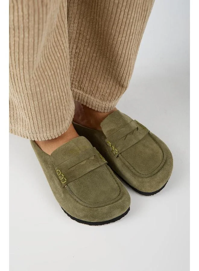 Manijero  Ziva 2 Women's Genuine Leather Loafer Sabo Khaki Slipper. for Women | Best Price UAE