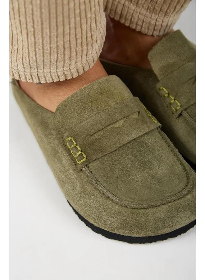 Manijero  Ziva 2 Women's Genuine Leather Loafer Sabo Khaki Slipper. for Women | Best Price UAE