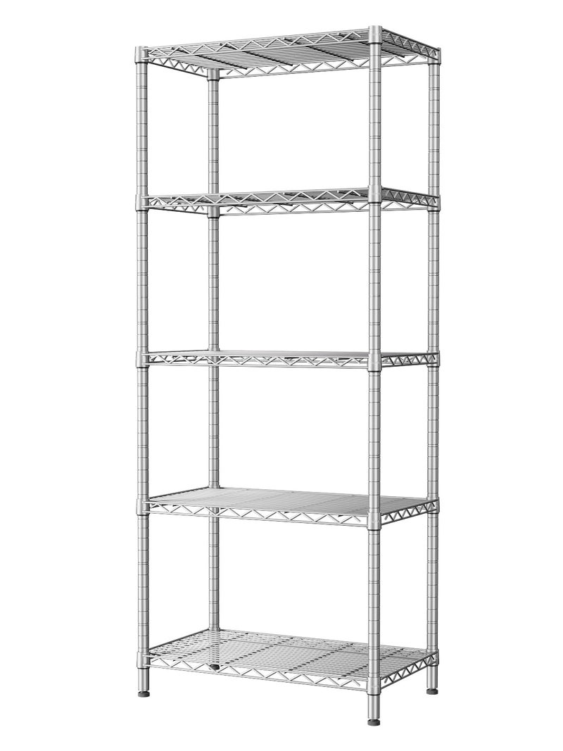 SINGAYE 5 Tier Storage Garage Shelving Units Heavy Duty Wire Shelves Pantry Metal for Pantry Closet Kitchen Laundry Bathroom Organizers Shelf Home Shop Rack 14" Dx 24" W x 59.5" H Silver - Image 1