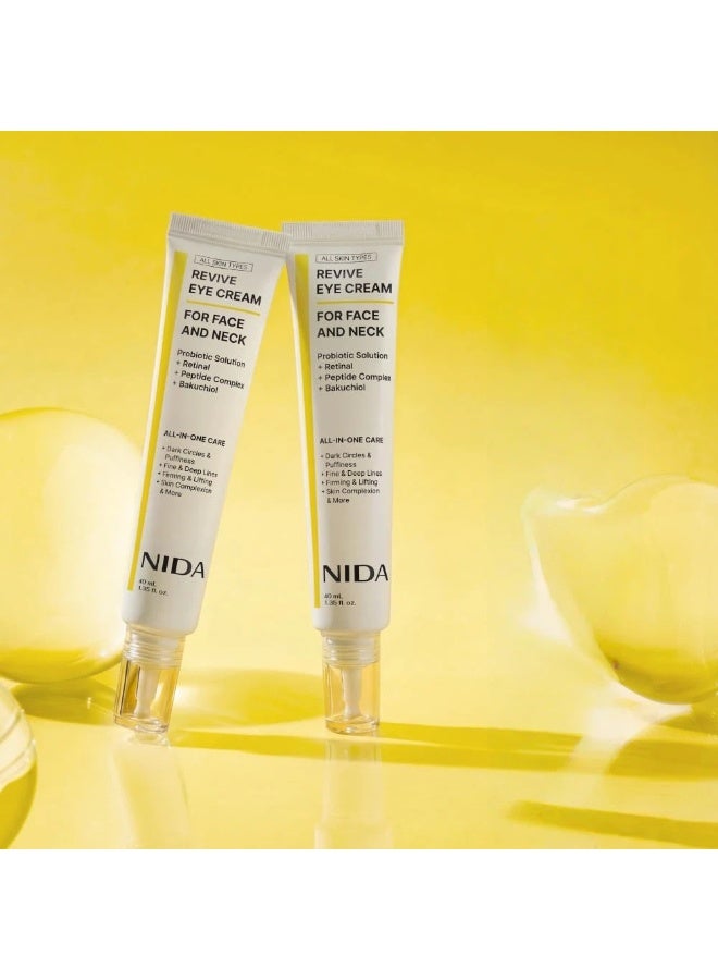 NIDA 2 Pcs NIDA Revive Eye Cream For Face And Neck | Probiotics Lystate Solution, Retinal, Peptide Complex, Bakuchiol | Wrinkles, Fine Lines, Cell Turnover, Firm Skin Texture, Radiant Skin - Image 1