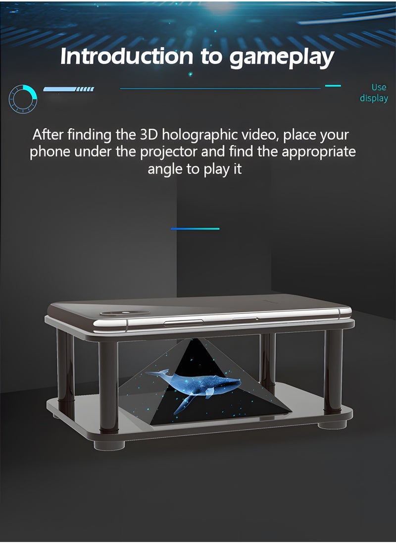 GROIC - 3D Holographic Display Stands,Projector Mobile Smartphone Hologram Bracket,360° Images Holographic Display Stands Projector,for Ad Display/Cartoon Interaction/Entertainment/Gift,Developmental Toys - Image 1