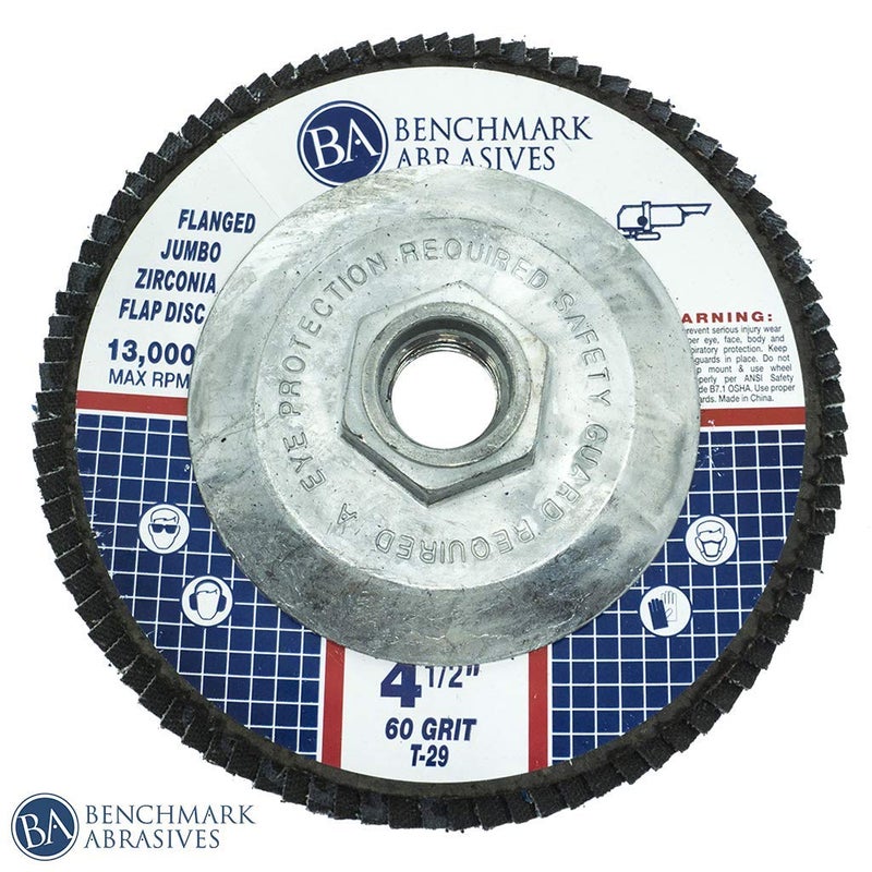Benchmark Abrasives 4.5" x 5/8"-11 Premium High Density Jumbo Zirconia Type 29 Flap Discs 4 1/2 for Angle Grinder, Sanding Discs, Finishing - Grinding Wheels 4 1/2 Inch (10 Pack) - 60 Grit - Image 2