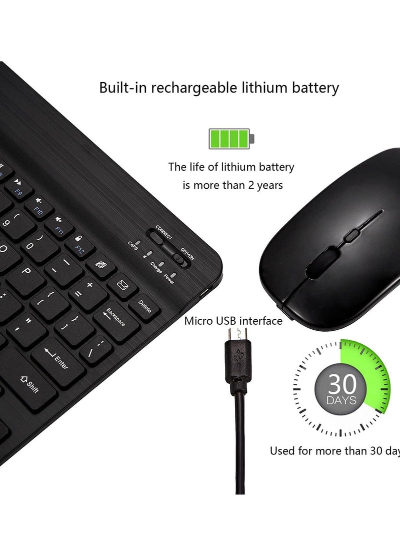 ELTRAZONE Ultra-Slim Bluetooth Keyboard and Mouse Combo Rechargeable Portable Wireless Keyboard Mouse Set for Apple iPad iPhone iOS 13 and Above Samsung Tablet Phone (Black) - Image 5