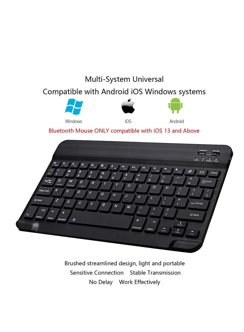 ELTRAZONE Ultra-Slim Bluetooth Keyboard and Mouse Combo Rechargeable Portable Wireless Keyboard Mouse Set for Apple iPad iPhone iOS 13 and Above Samsung Tablet Phone (Black) - Image 3