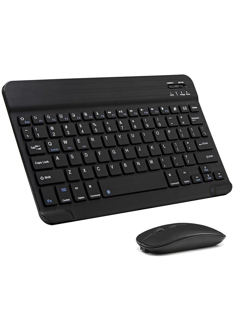 ELTRAZONE Ultra-Slim Bluetooth Keyboard and Mouse Combo Rechargeable Portable Wireless Keyboard Mouse Set for Apple iPad iPhone iOS 13 and Above Samsung Tablet Phone (Black) - Image 1