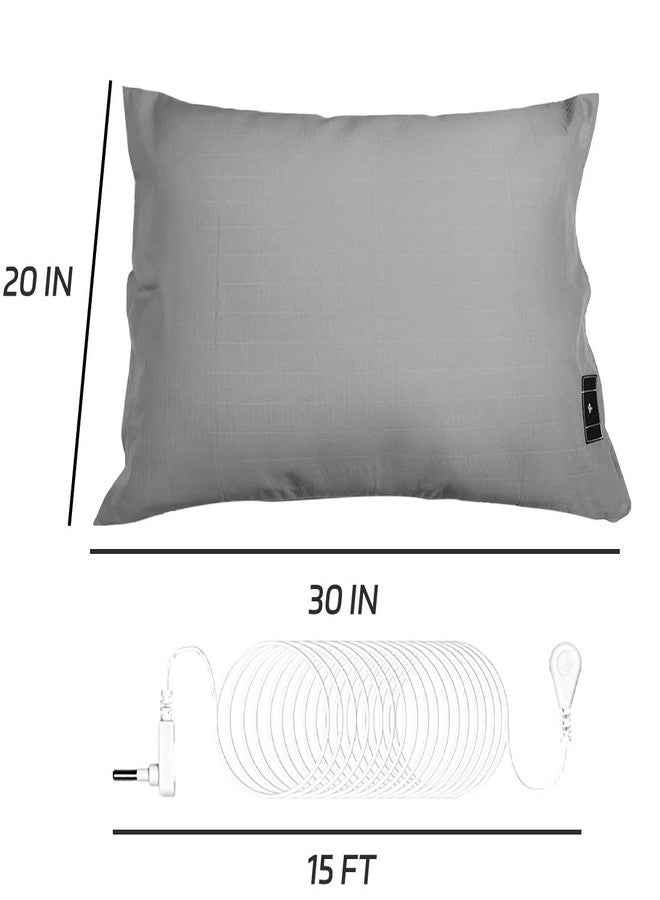 LAXVAPIU Grounding Pillowcase Earth Connected Sliver Fiber Pillow Case King Bedding with 15ft Cord (Grey，20x36 Inch) - Image 4