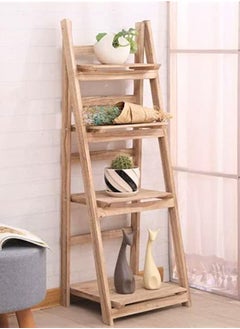 ماركة غير محددة حامل أزهار خشبي من FFD حامل نباتات قابل للطي تصميم سلم خشبي صلب حاوية زهور إناء وعاء عرض حامل رف خشبي رف نبات رف زهور رف كتب  - Image 4