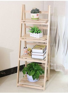 ماركة غير محددة حامل أزهار خشبي من FFD حامل نباتات قابل للطي تصميم سلم خشبي صلب حاوية زهور إناء وعاء عرض حامل رف خشبي رف نبات رف زهور رف كتب  - Image 3