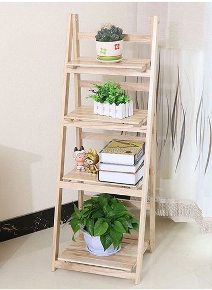 Generic FFD Wooden Flower Stand Foldable Plant Stand Solid Wood Ladder Design Flower Container Vase Pot Display Stand Wood Rack Plant Shelf Rack Flower Rack Book Shelf  - Image 3