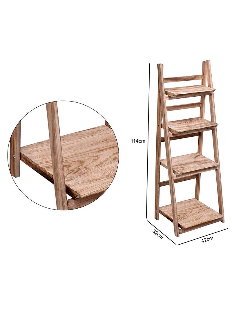 Generic - FFD Wooden Flower Stand Foldable Plant Stand Solid Wood Ladder Design Flower Container Vase Pot Display Stand Wood Rack Plant Shelf Rack Flower Rack Book Shelf - Image 1