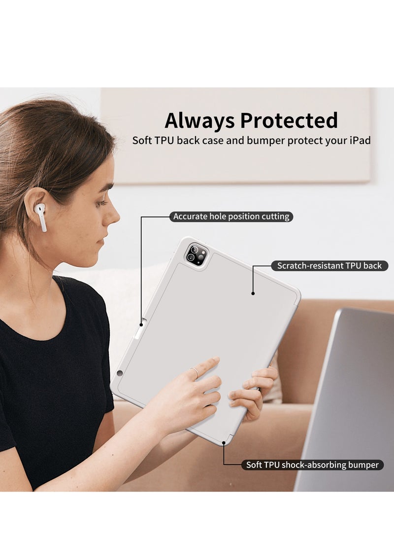 ELTRAZONE iPad Pro 11 Inch Case (4th/3rd/2nd Gen, 2022/2021/2020) – Smart Trifold Stand, Soft TPU Back, Wireless Pencil Charging, Auto Wake/Sleep, Pencil Holder – Gray - Image 5