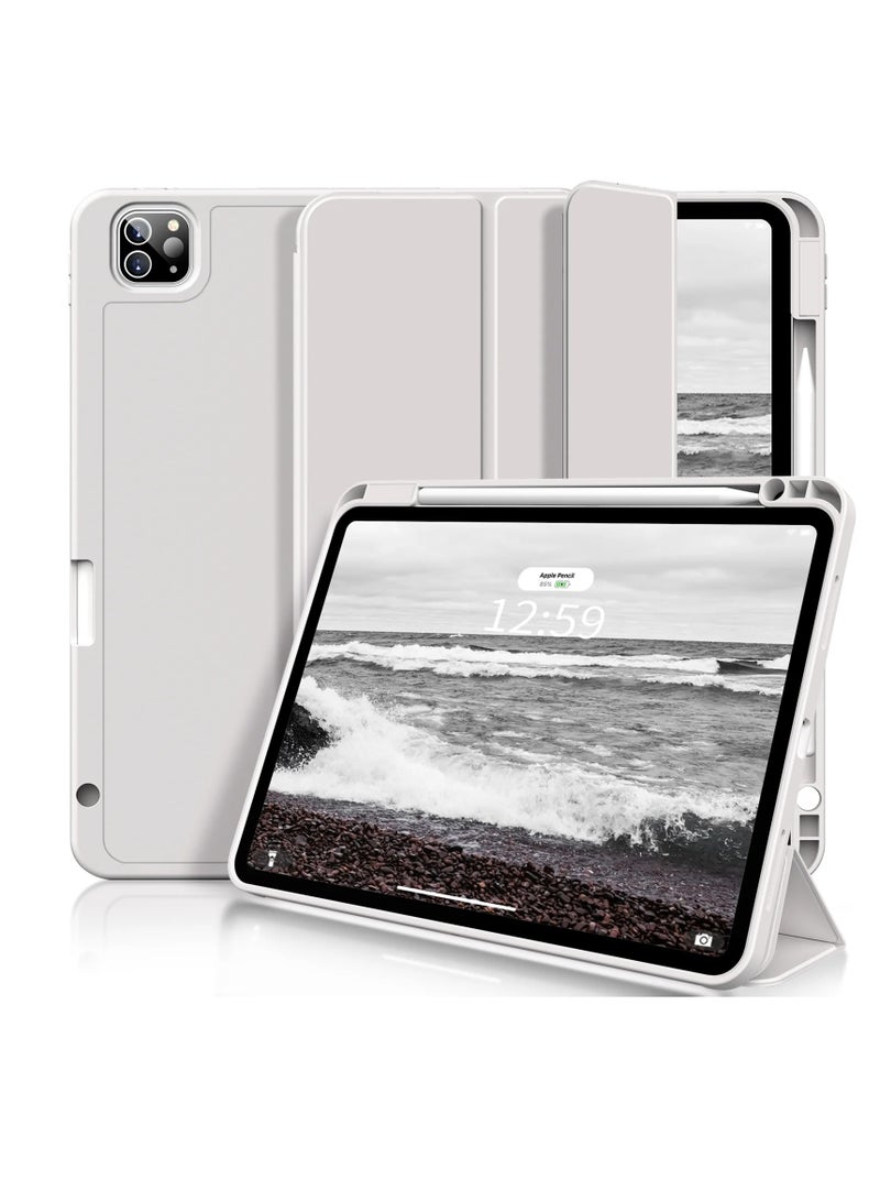 ELTRAZONE iPad Pro 11 Inch Case (4th/3rd/2nd Gen, 2022/2021/2020) – Smart Trifold Stand, Soft TPU Back, Wireless Pencil Charging, Auto Wake/Sleep, Pencil Holder – Gray - Image 1