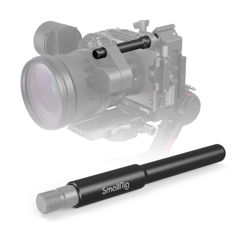 SmallRig 12mm to 15mm Rod Clamp Adapter, 12cm (4.7 Inch) Aluminum Alloy Rod with M12 Inner Thread, Designed for DJI RS2 RSC2 and Follow Focuses - 3681 - Image 1