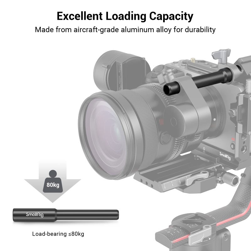 SmallRig 12mm to 15mm Rod Clamp Adapter, 12cm (4.7 Inch) Aluminum Alloy Rod with M12 Inner Thread, Designed for DJI RS2 RSC2 and Follow Focuses - 3681 - Image 4