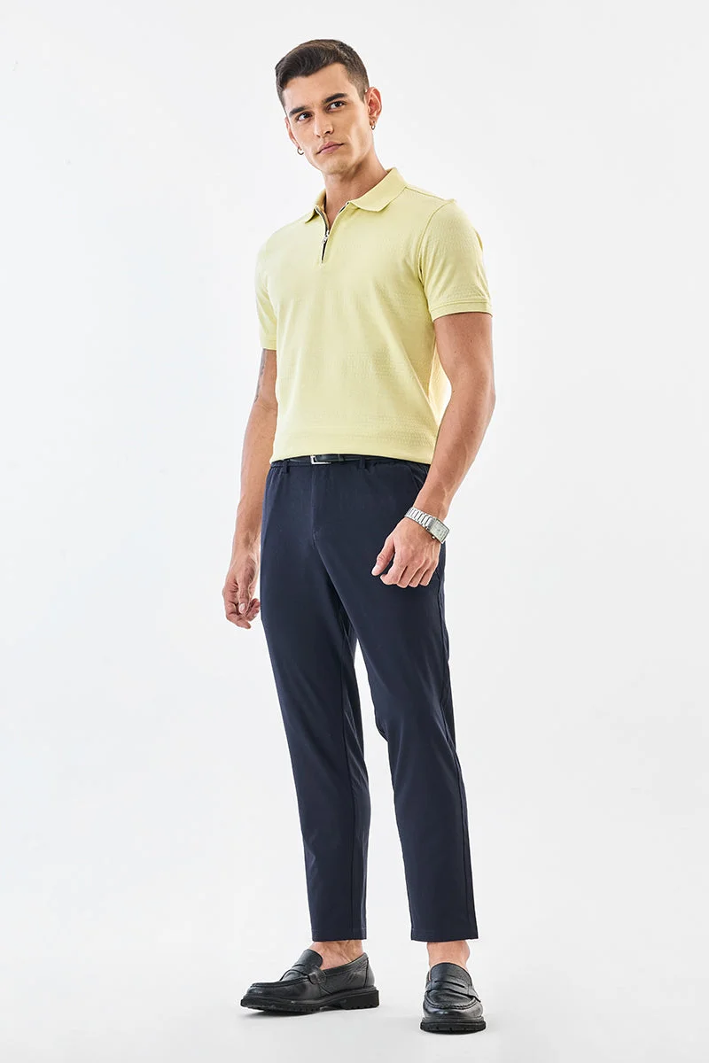 سنيتش Navy Textured Tapered Formal Trousers