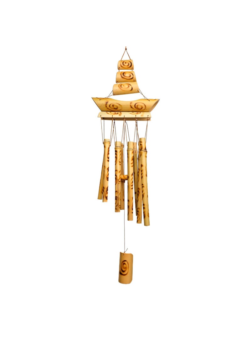 Plus Value Plus Value Bamboo Wooden Wind Chimes for Home Decor Balcony Outdoor Garden 8 Pipes 26 Inches 66 cm Positive Energy Vastu Feng Shui Windchime  - Image 3