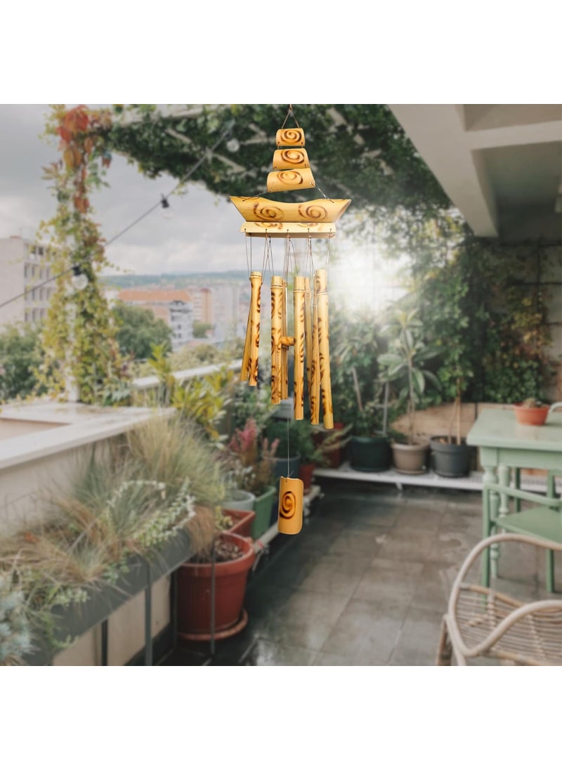 Plus Value Plus Value Bamboo Wooden Wind Chimes for Home Decor Balcony Outdoor Garden 8 Pipes 26 Inches 66 cm Positive Energy Vastu Feng Shui Windchime  - Image 5