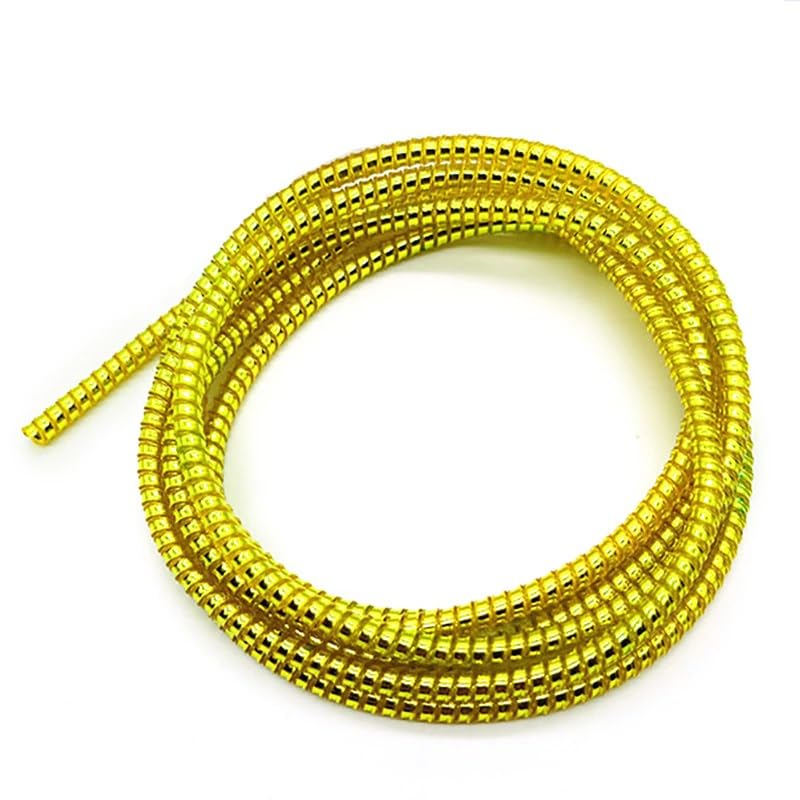 BeFall Metallic Finish Spiral Protector for Wire Repair, Pet Cord, Headphone Saver - Cable Wrap/Cover for Mac Charging, USB Tube, Earphone (Metallic Yellow) - Image 1