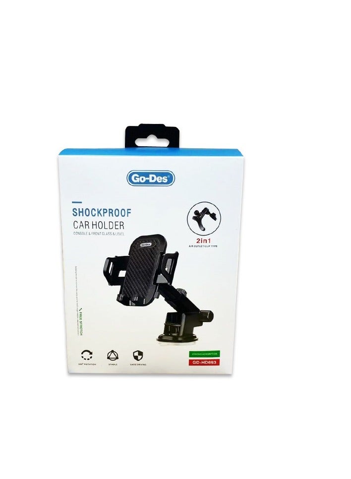 GO-DES GD-HD693 2 In 1 Shockproof Car Holder - Image 2
