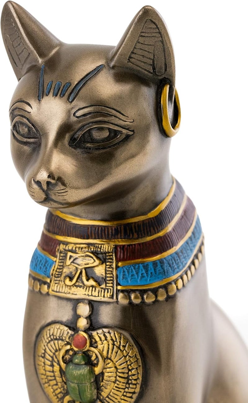Top Collection 8" H Egyptian Cat Goddess Bastet Figurine - Exquisite Bronze Finish - Image 5