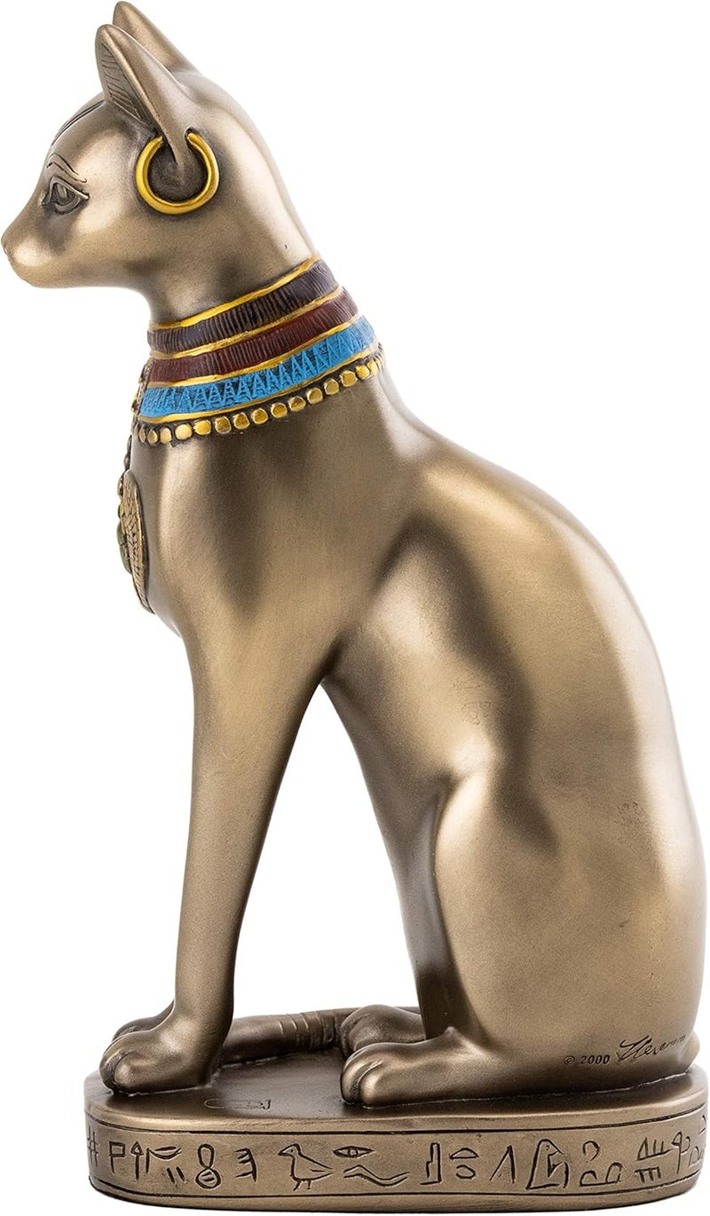 Top Collection 8" H Egyptian Cat Goddess Bastet Figurine - Exquisite Bronze Finish - Image 2
