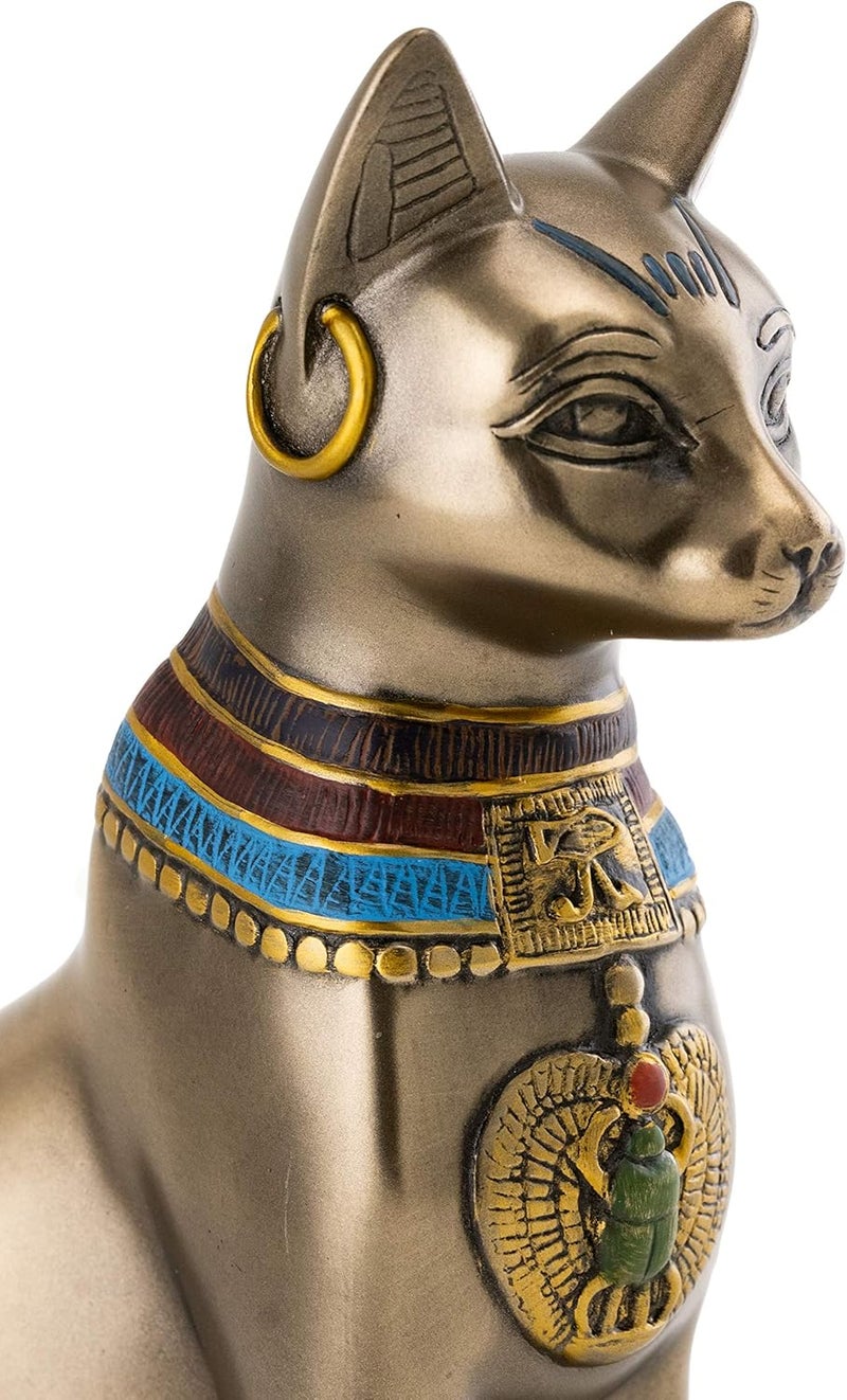 Top Collection 8" H Egyptian Cat Goddess Bastet Figurine - Exquisite Bronze Finish - Image 4